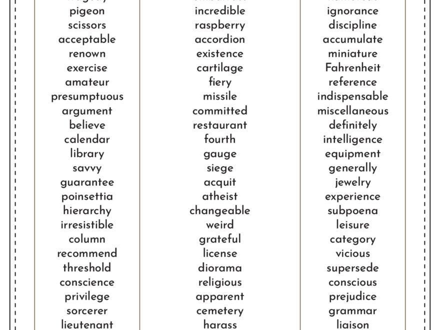 Free Middle School Spelling Worksheet Download Free Middle School