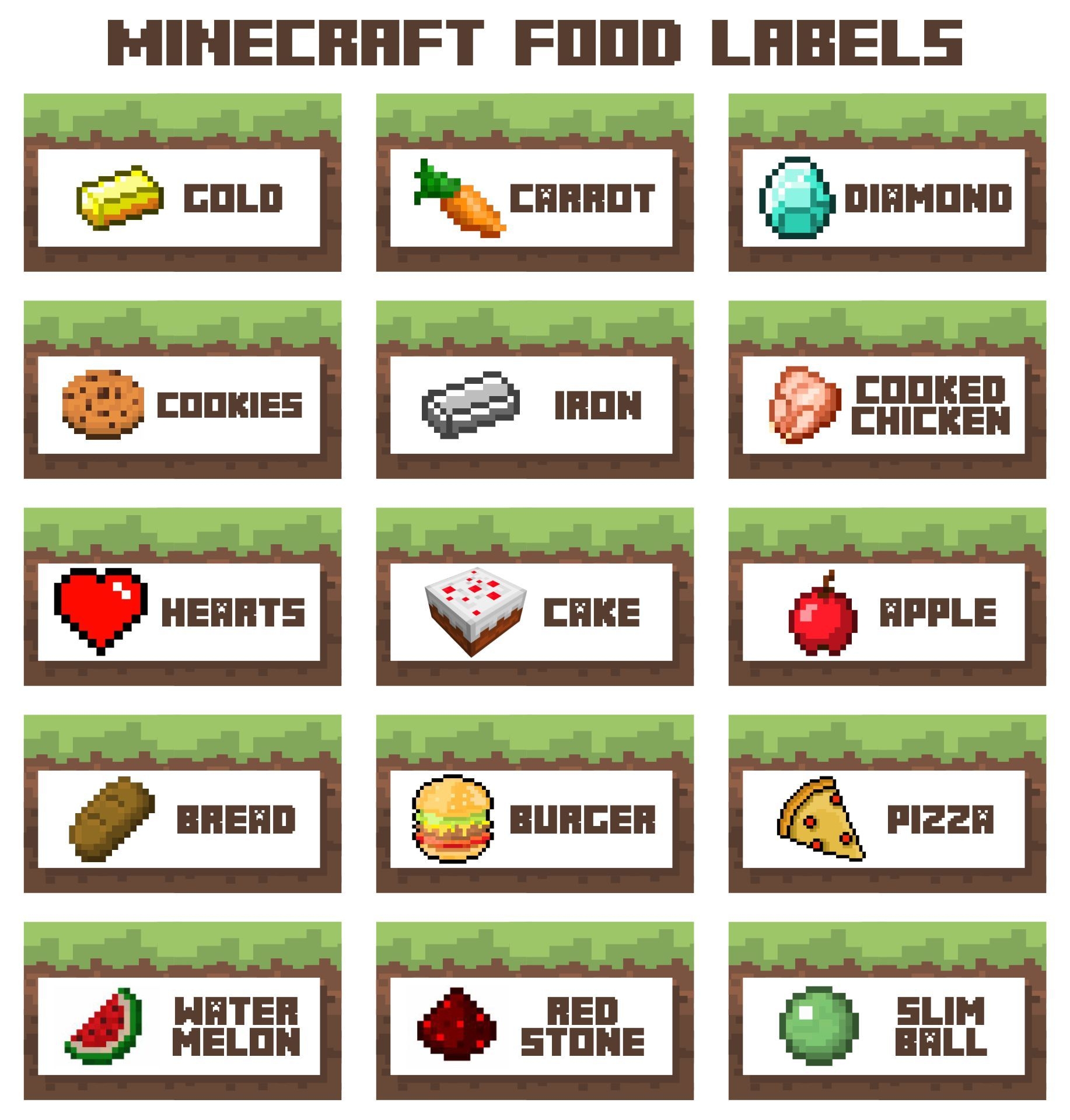 Minecraft Food Signs Free Printable Minecraft Food Signs Free Printable