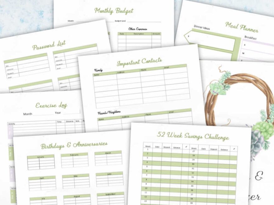 Free Mini Organizational Binder Printable 7 Page Planner Savor