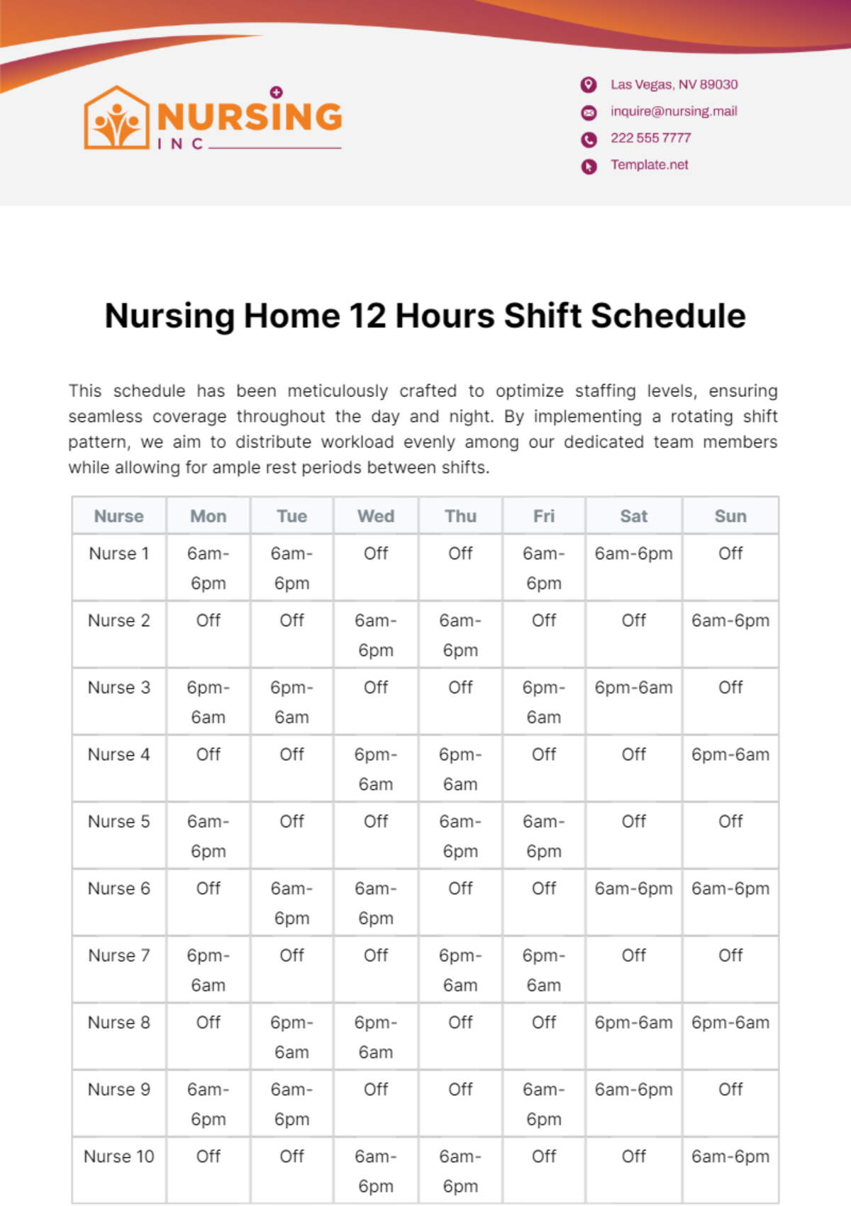 Free Printable 12 Hour Schedule Free Printable 12 Hour Schedule
