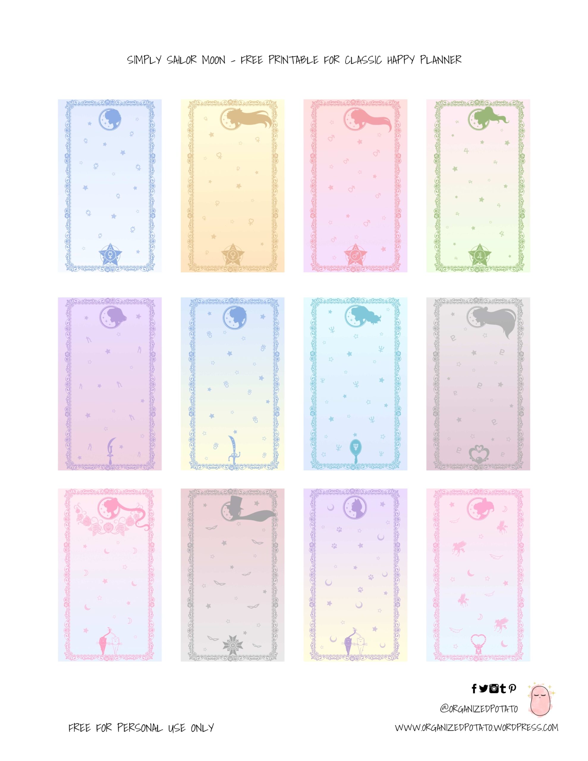 Free Planner Printable Simply Sailor Moon Organized Potato Free Planner Printable Simply Sailor Moon Organized Potato