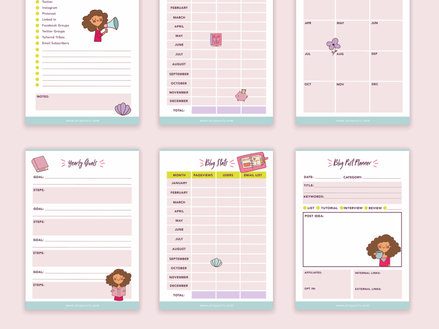 FREE Printable 2025 Blog Planner Stray Curls