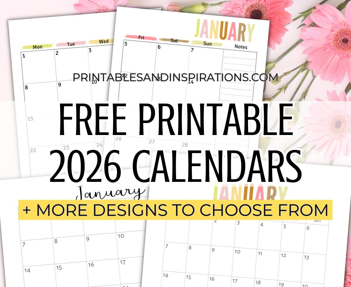 Free Printable 2026 Monthly Calendar Template PDF Printables And Free Printable 2026 Monthly Calendar Template PDF Printables And