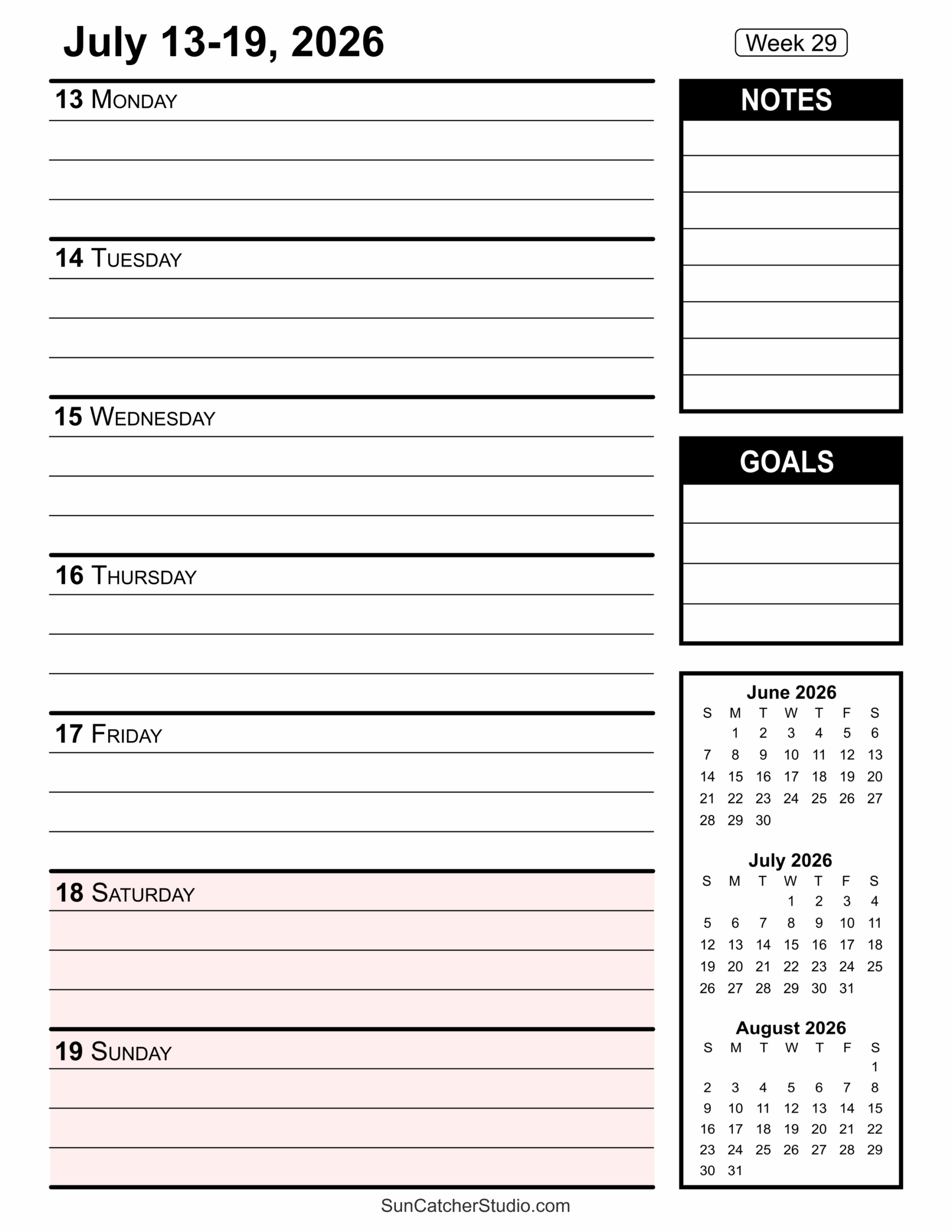Free Printable 2026 Weekly Calendars For Easy Planning Free 