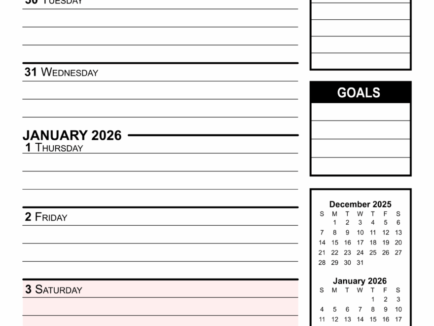 Free Printable 2026 Weekly Calendars For Easy Planning Free