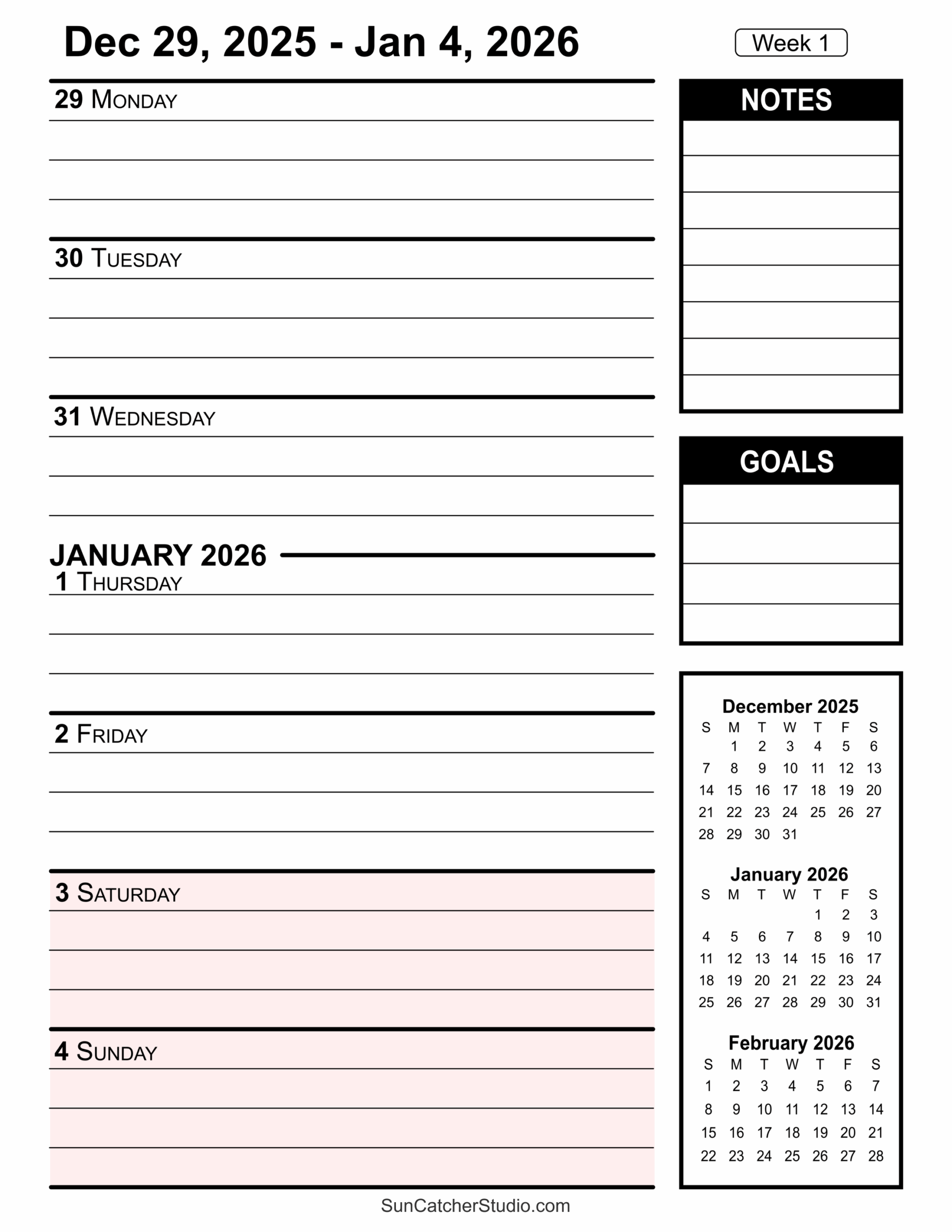 Free Printable 2026 Weekly Calendars For Easy Planning Free Free Printable 2026 Weekly Calendars For Easy Planning Free