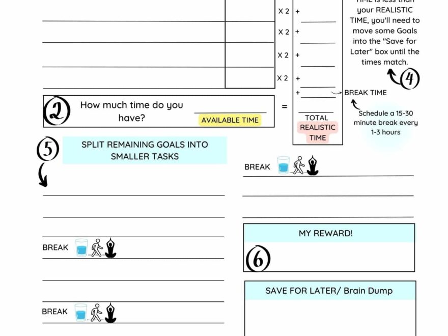 Free Printable ADHD Daily Planner Achieve Realistic Goals