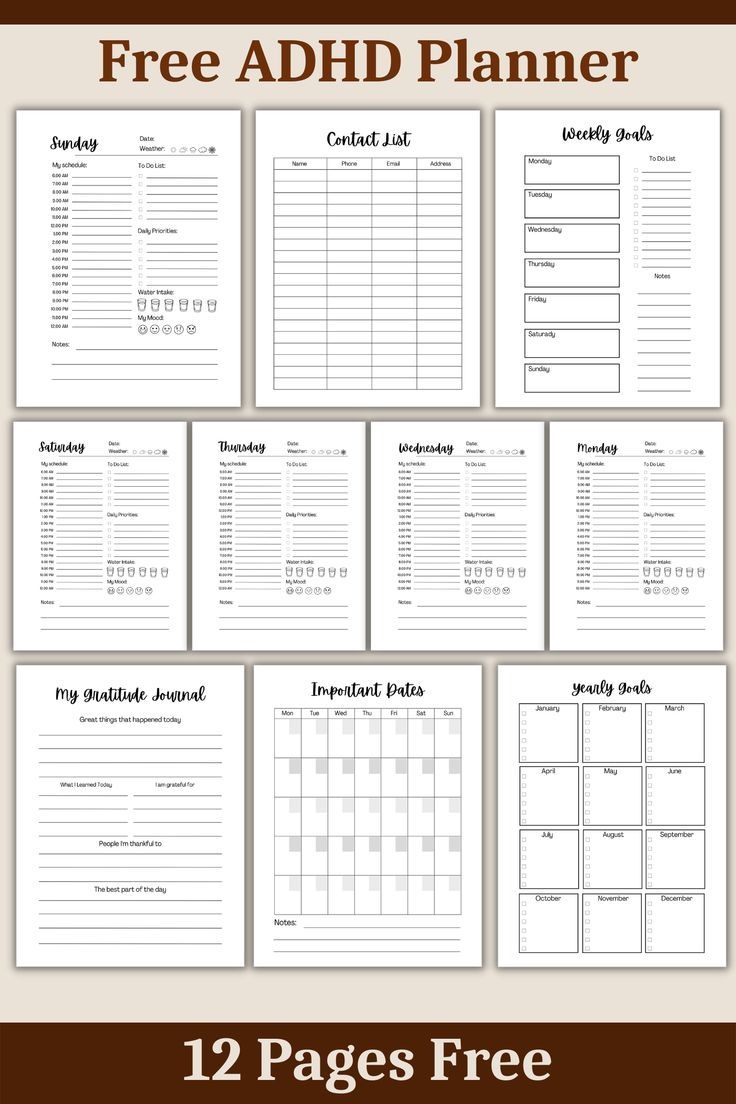 Printable Planner Page For Adhd Student Printable Planner Page For Adhd Student