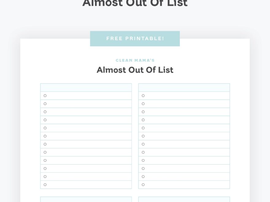 Free Printable Almost Out Of List Clean Mama