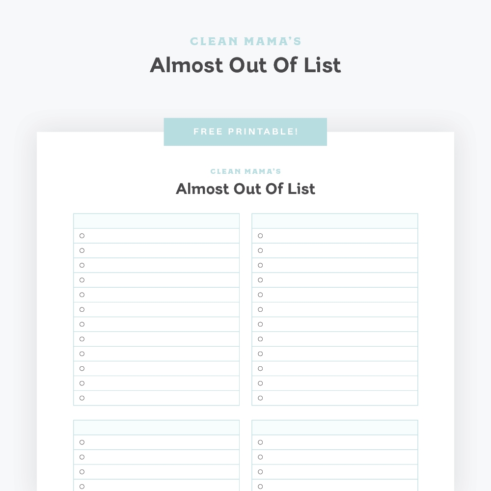 Free Printable Almost Out Of List Clean Mama