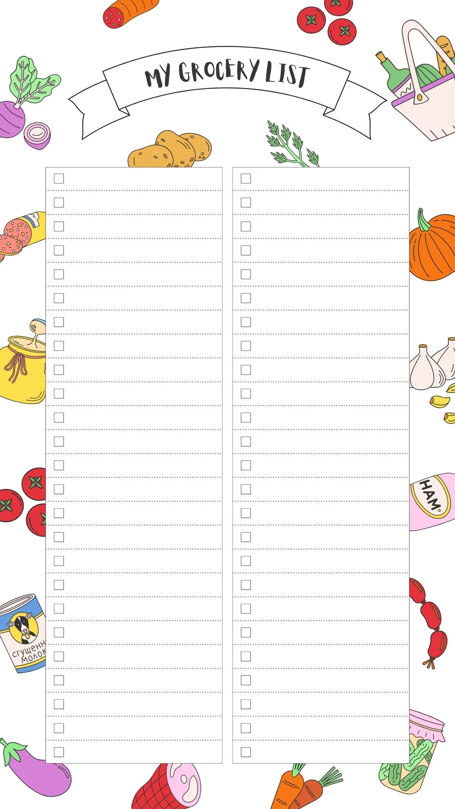 Free Printable And Customizable Grocery List Templates Canva