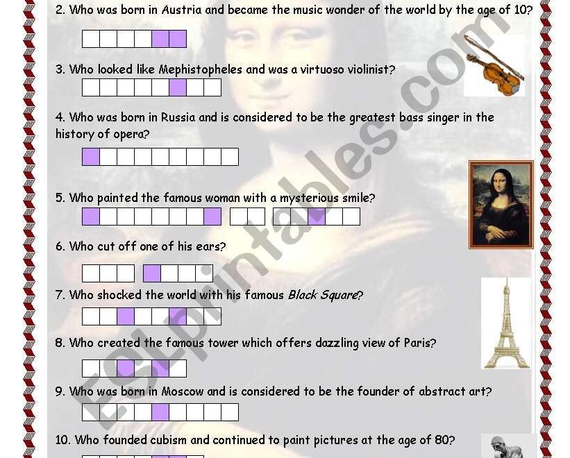 Free Printable Art Quizzes Download Free Printable Art Quizzes Png Images Free Worksheets On Clipart Library