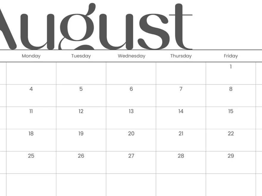 Free Printable August 2026 Calendar Templates Canva