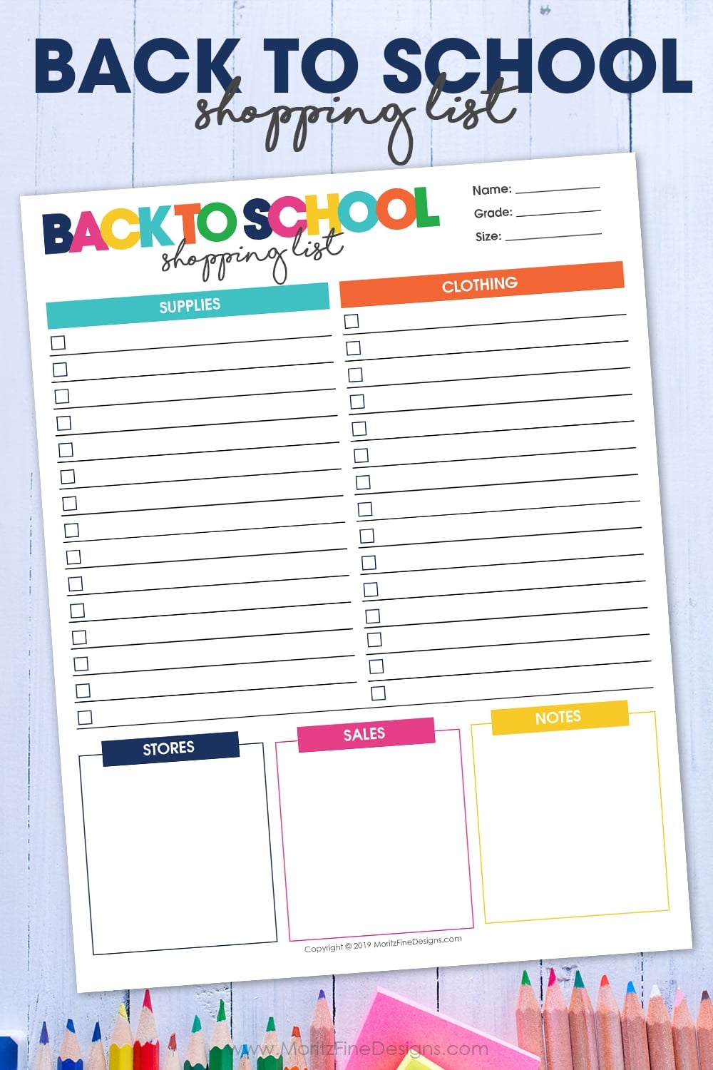Printable Grade Shopping List