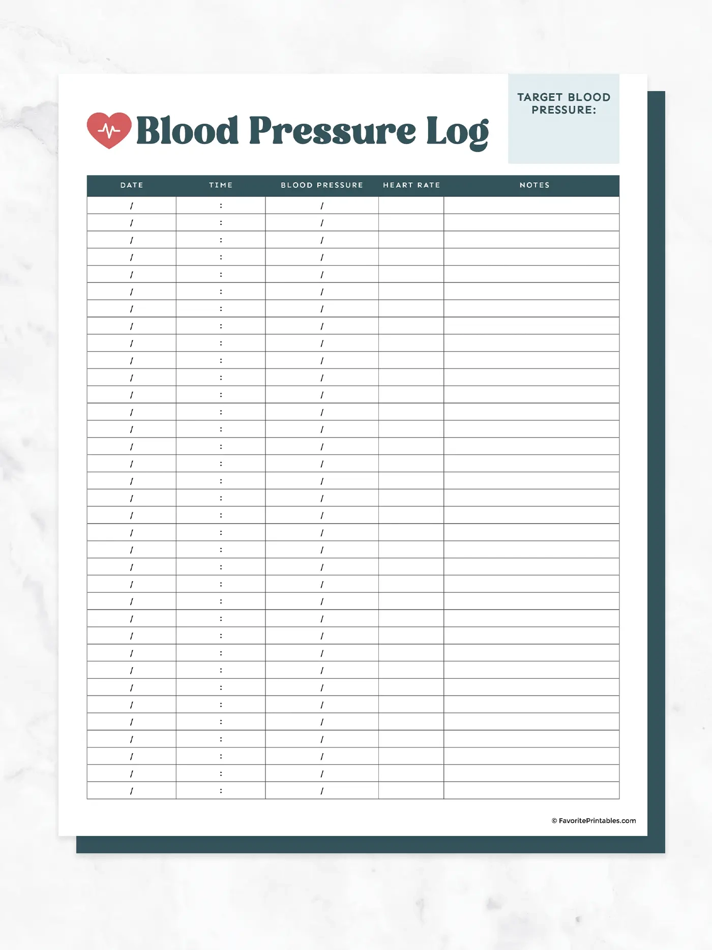 Free Printable Blood Pressure Log Favorite Printables