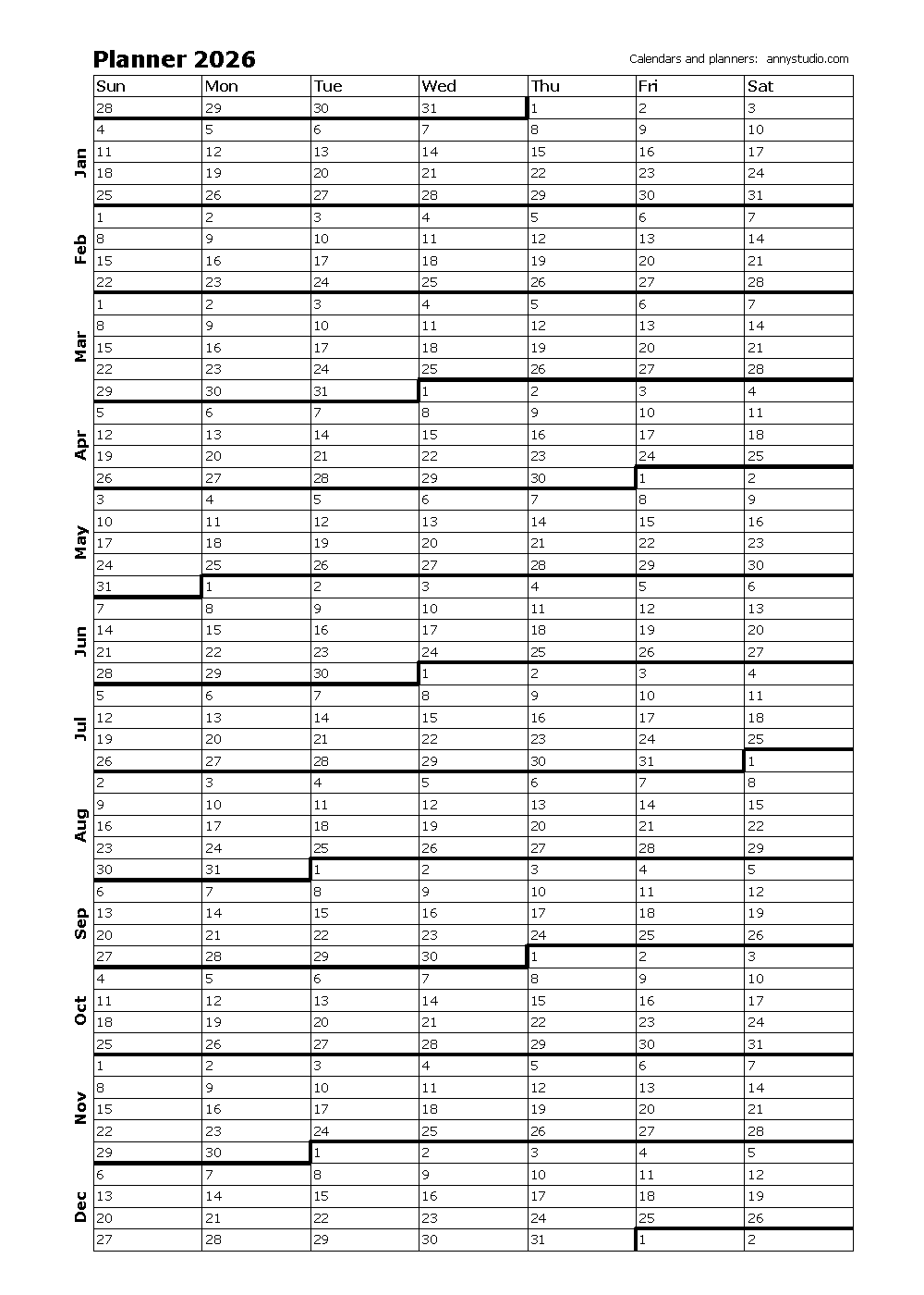 Free 2026 Calendar Printable Planner Free 2026 Calendar Printable Planner