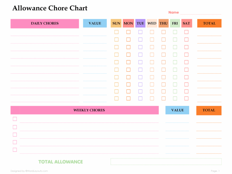 Free Printable Chart Templates To Download WordLayouts