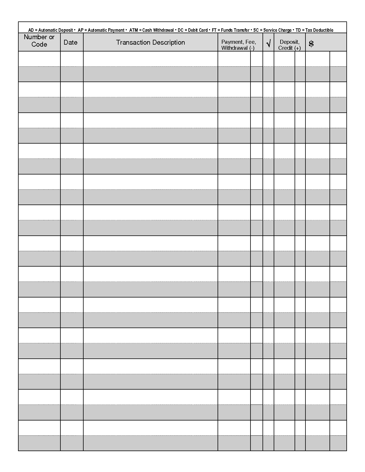 Free Printable Bank Ledger Sheets Free Printable Bank Ledger Sheets