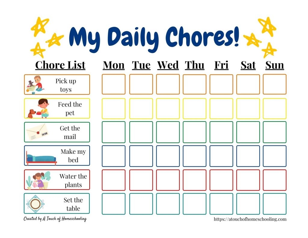 Free Printable Chore Chart For Toddlers Start Teaching 