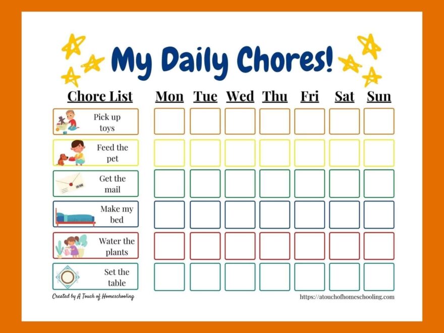 Free Printable Chore Chart For Toddlers Start Teaching
