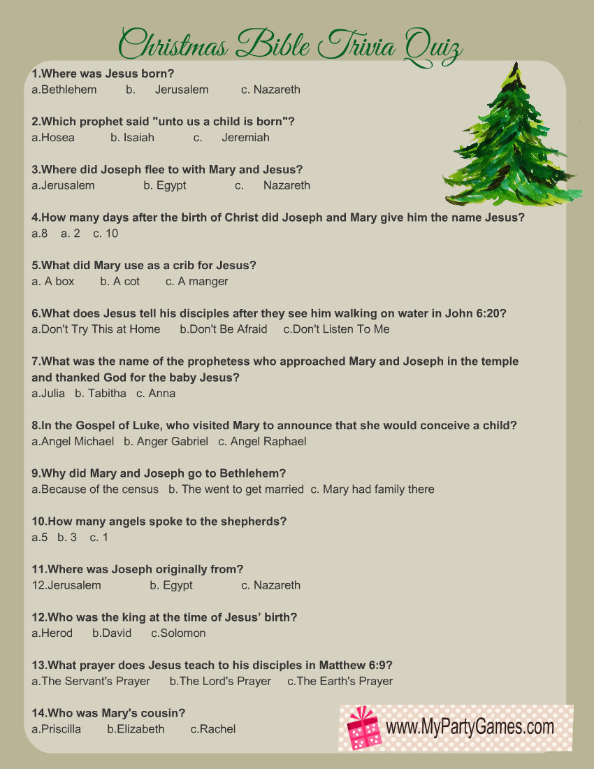 Free Printable Christmas Bible Trivia Quiz Free Printable Christmas Bible Trivia Quiz