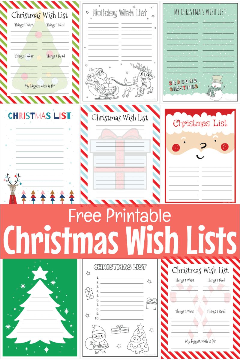 Christmas Teen Size List Printable