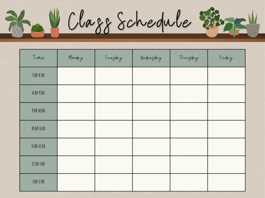 Free Printable Class Schedule Templates To Customize Canva