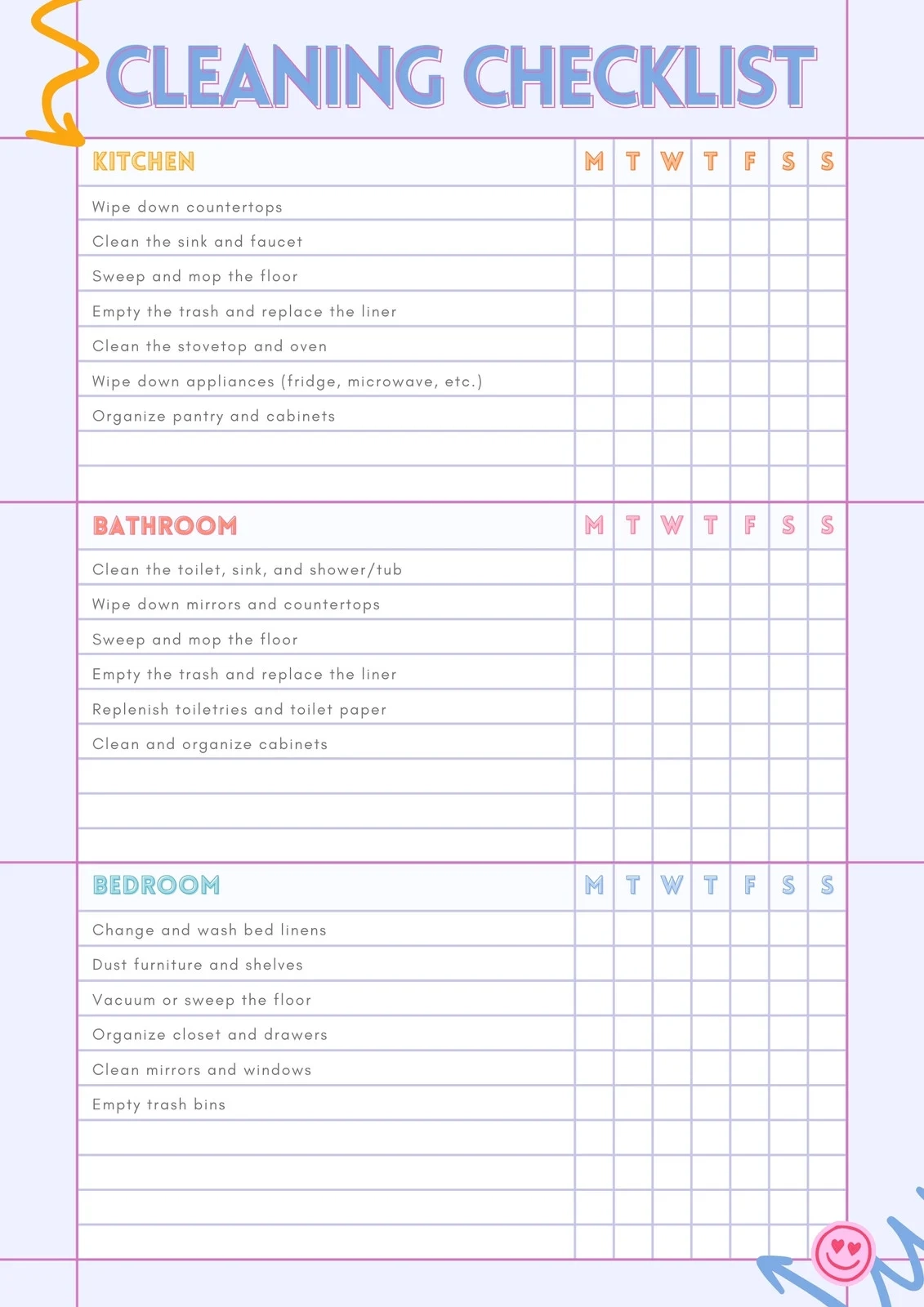 Free Printable Cleaning Checklist Templates Canva