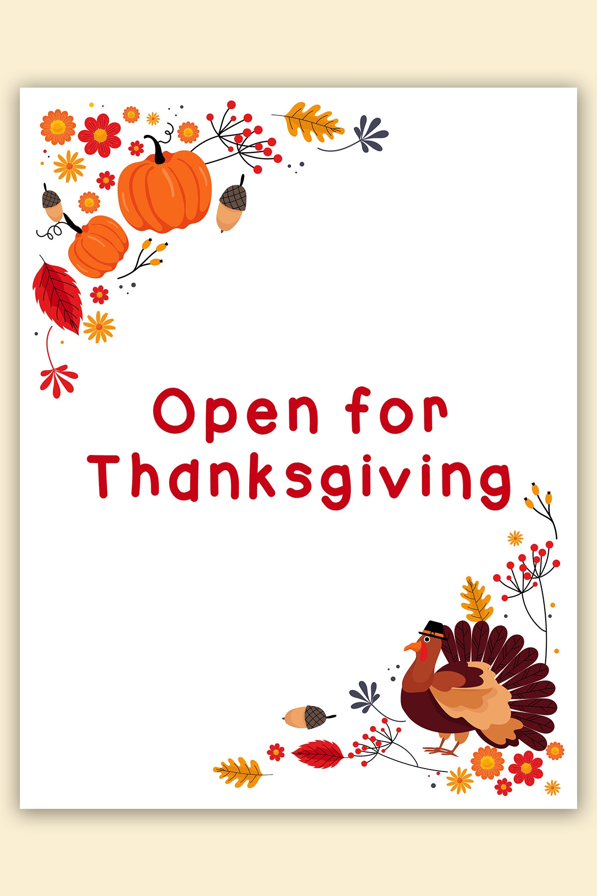 Free Printable Closed amp Open For Thanksgiving Signs