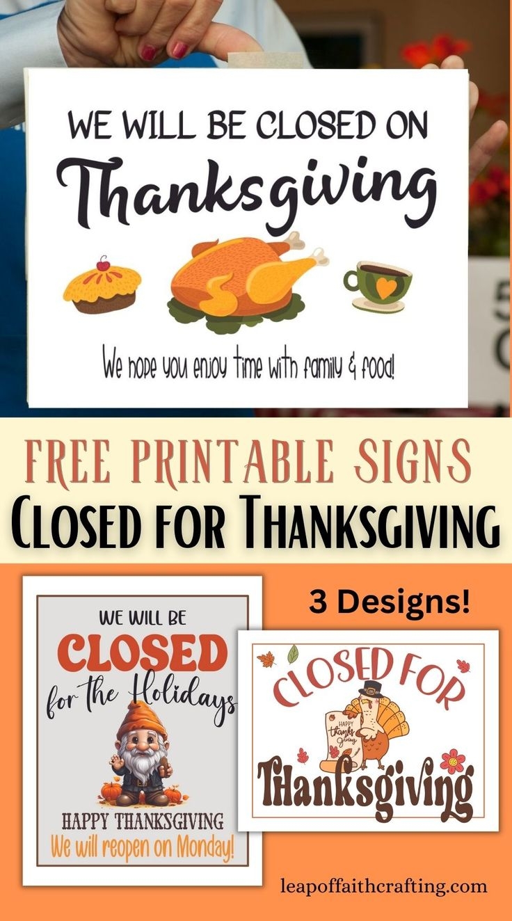 FREE Printable Closed For Thanksgiving Signs 3 Templates FREE Printable Closed For Thanksgiving Signs 3 Templates