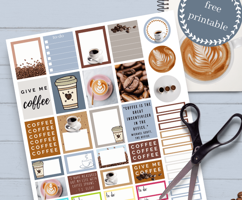 Free Printable Coffee Planner Stickers Carrie Elle