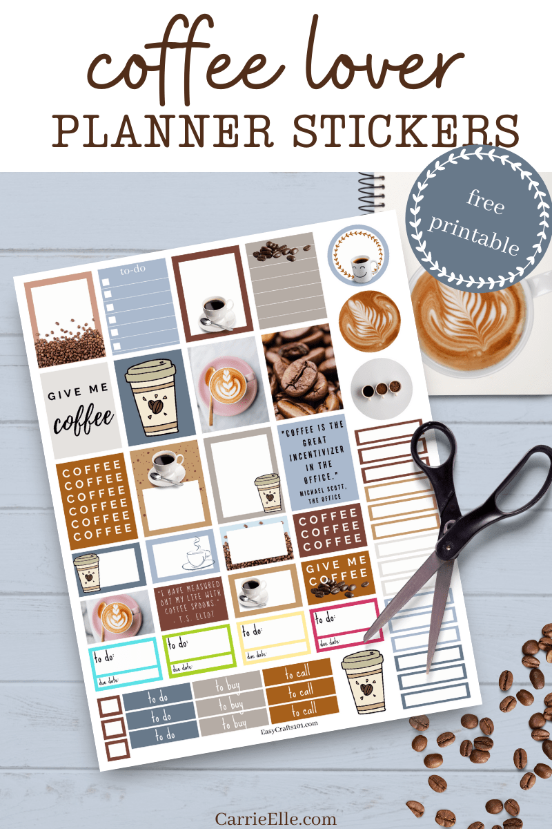 Free Printable Coffee Planner Stickers Carrie Elle