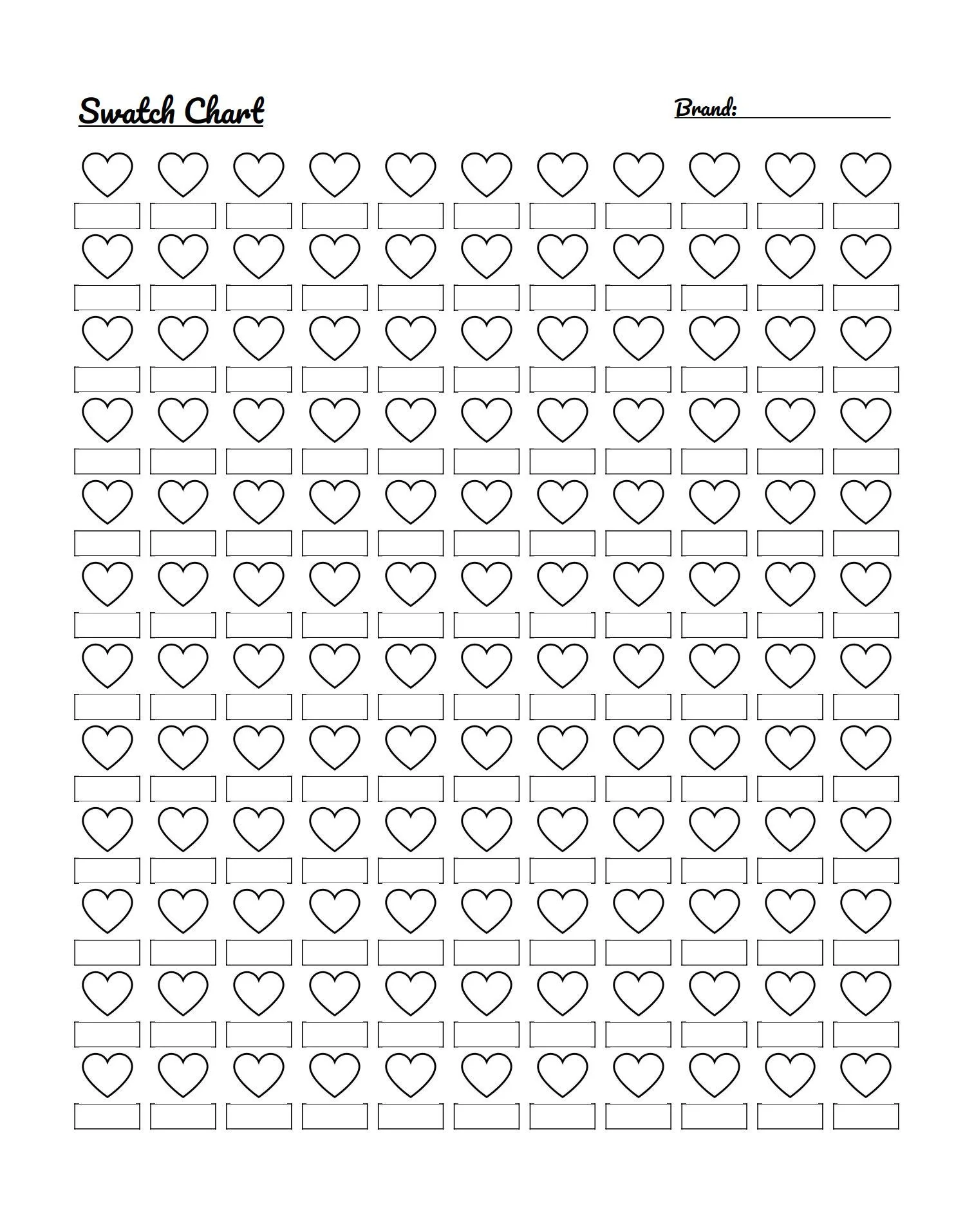 Printable Blank Color Swatch Chart Printable Blank Color Swatch Chart