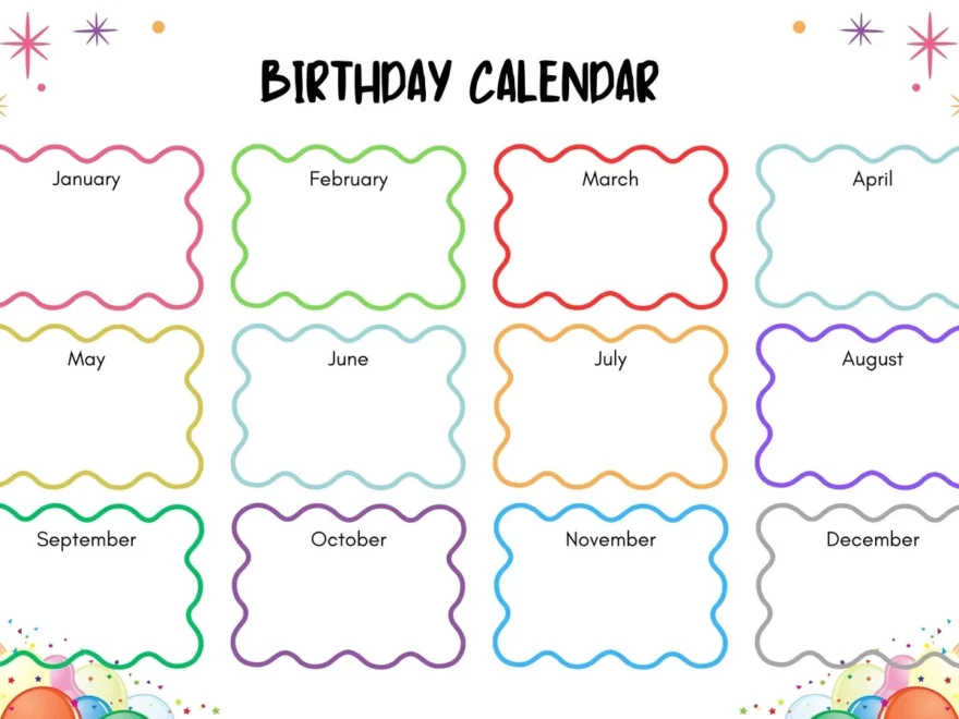 Free Printable Customizable Birthday Calendar Templates Canva