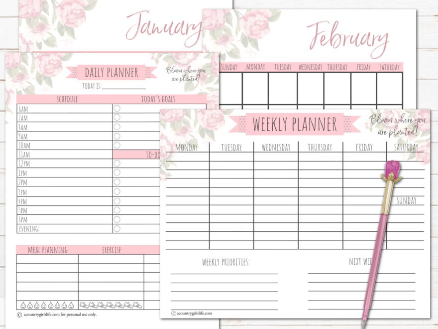 FREE Printable Daily Planner FREE Matching Monthly amp Weekly