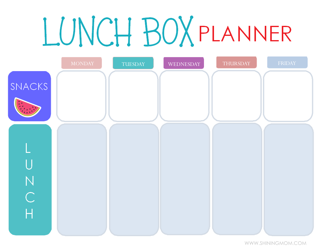 Free Printable Kid Lunch Planner Free Printable Kid Lunch Planner