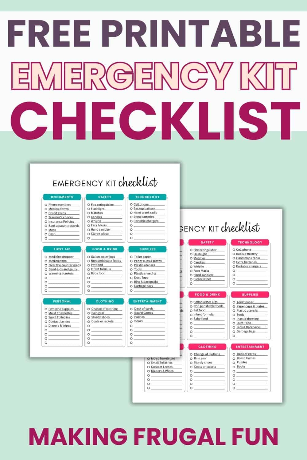 Free Printable Emergency Kit Checklist Making Frugal FUN Free Printable Emergency Kit Checklist Making Frugal FUN