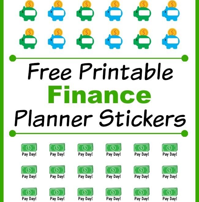 Free Printable Finance Planner Stickers Pay Day Piggy Bank Savings