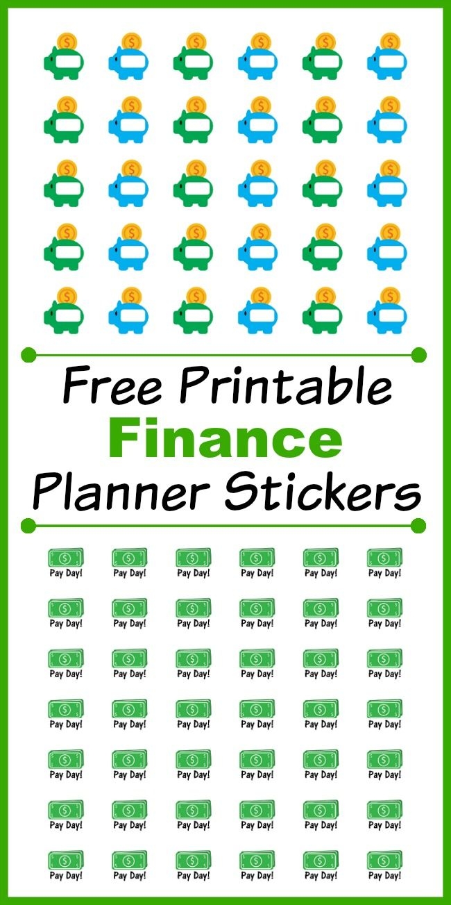 Free Printable Finance Planner Stickers Pay Day Piggy Bank Savings Free Printable Finance Planner Stickers Pay Day Piggy Bank Savings