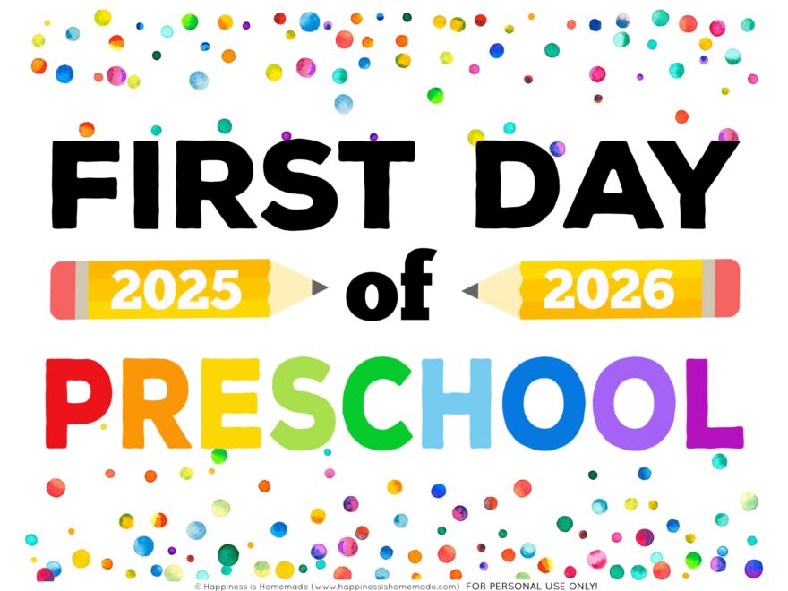 Free Printable First Day Of School Signs 2025 26 Happiness Is