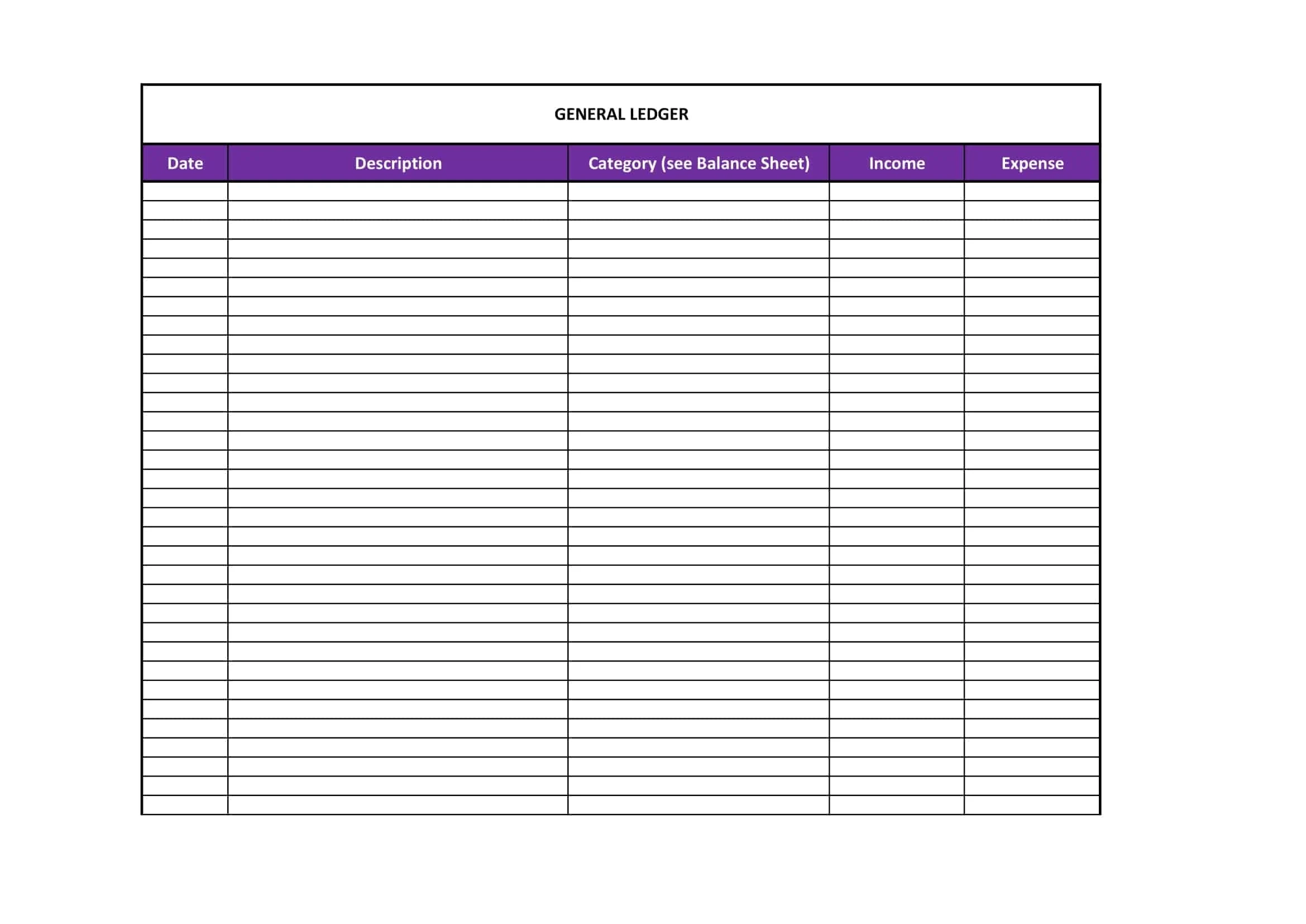 Free Printable General Ledger Templates Word Excel PDF Small Business