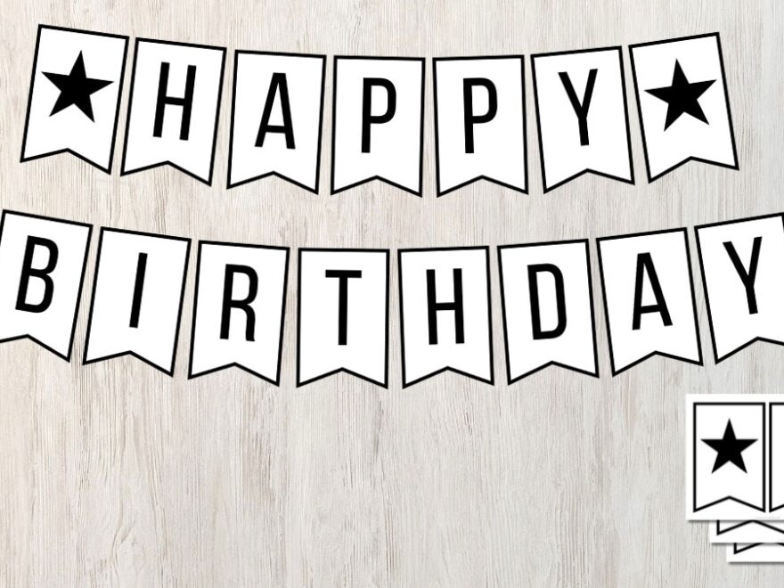 Free Printable Happy Birthday Banner In Black And White