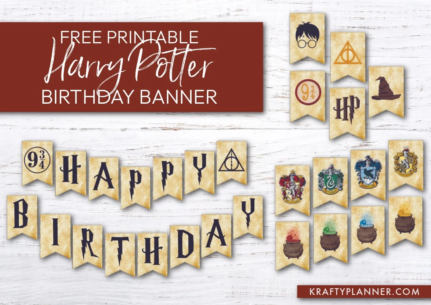Free Printable Harry Potter Birthday Banner Krafty Planner