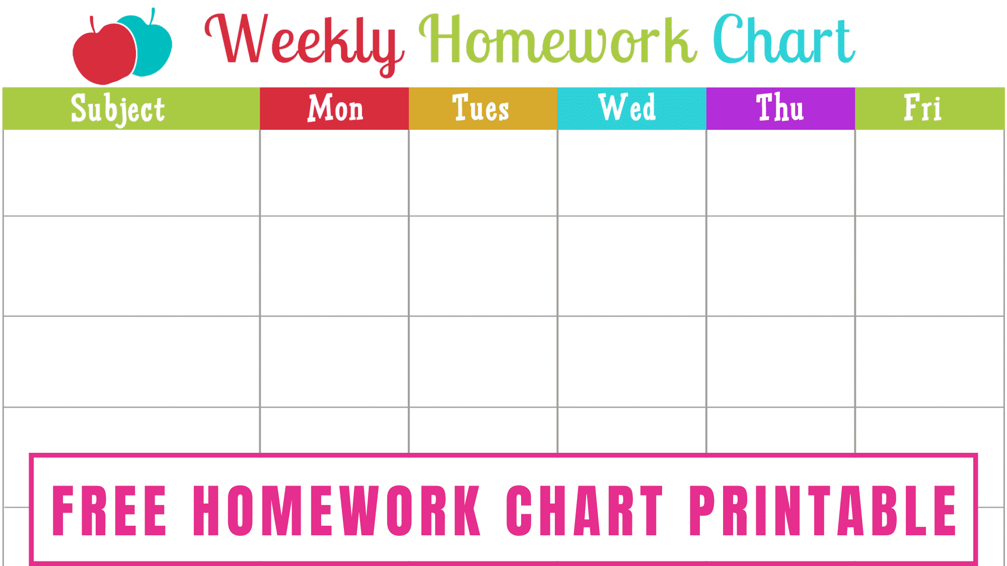 Printable Individual Homework Charts