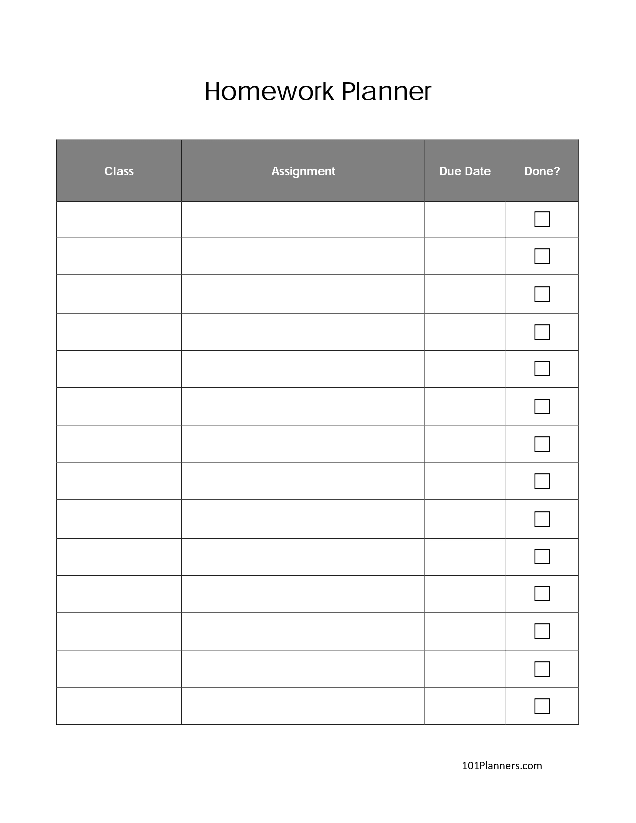 Free Printable Weekly Homework Sheets Free Printable Weekly Homework Sheets