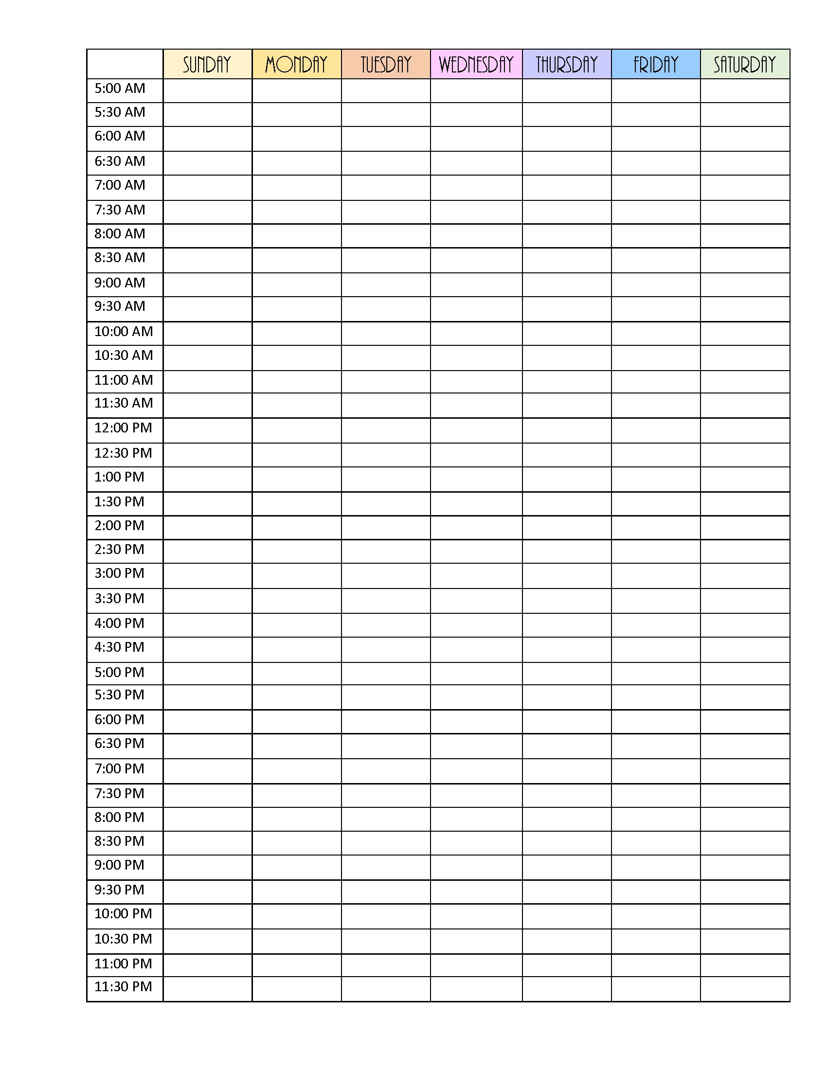 Free Printable Hourly Planner Free Printable Hourly Planner