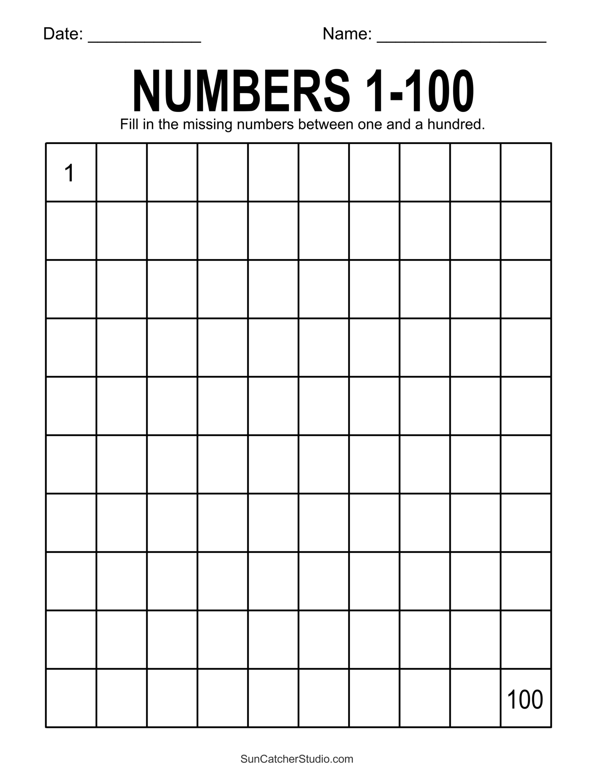 Free Printable Hundreds Charts Numbers 1 To 100 DIY Projects Free Printable Hundreds Charts Numbers 1 To 100 DIY Projects
