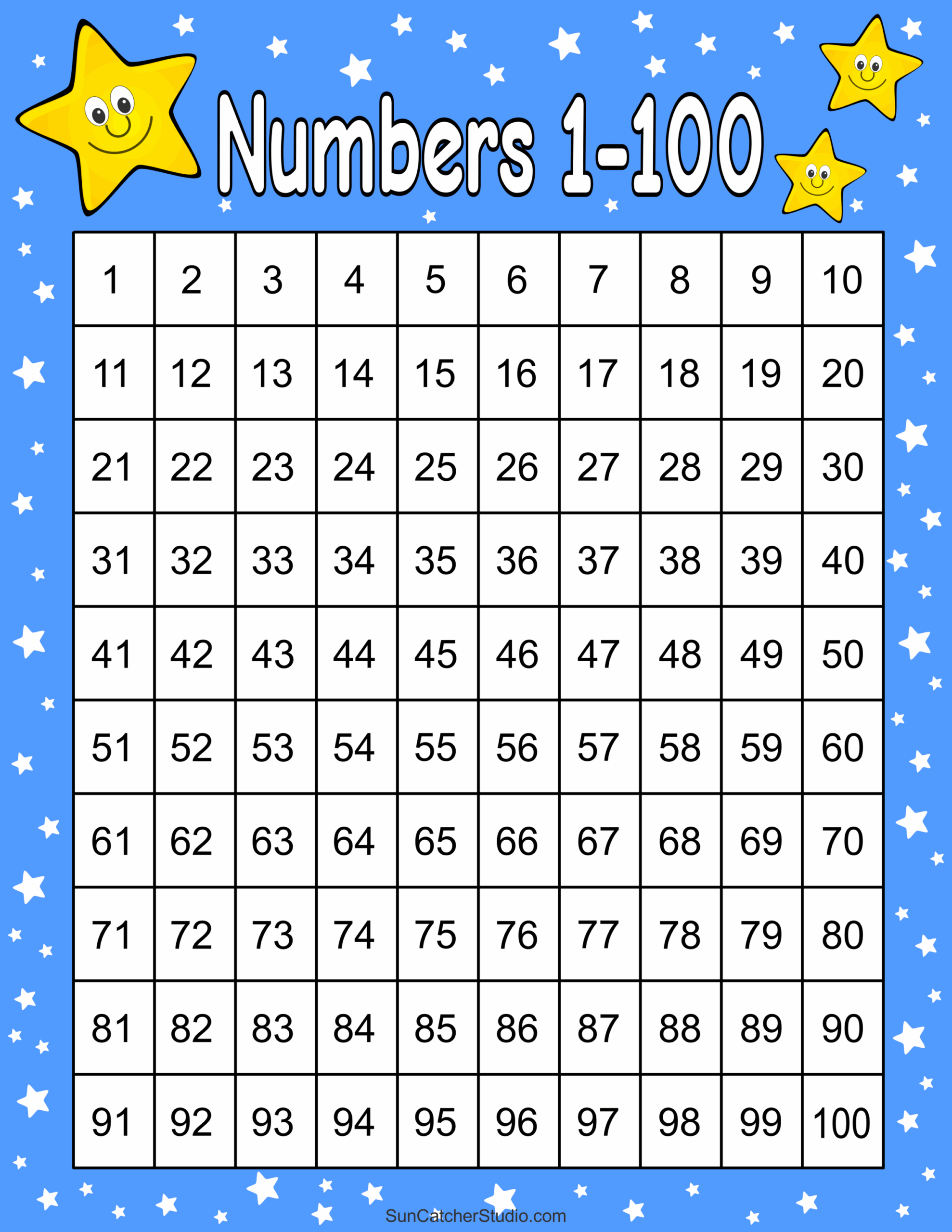 Printable 1-100 Number Chart Printable 1-100 Number Chart