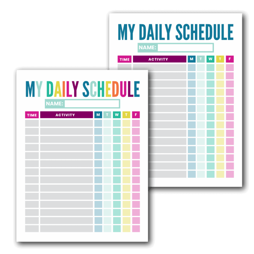 Kid Daily Schedule Free Printable