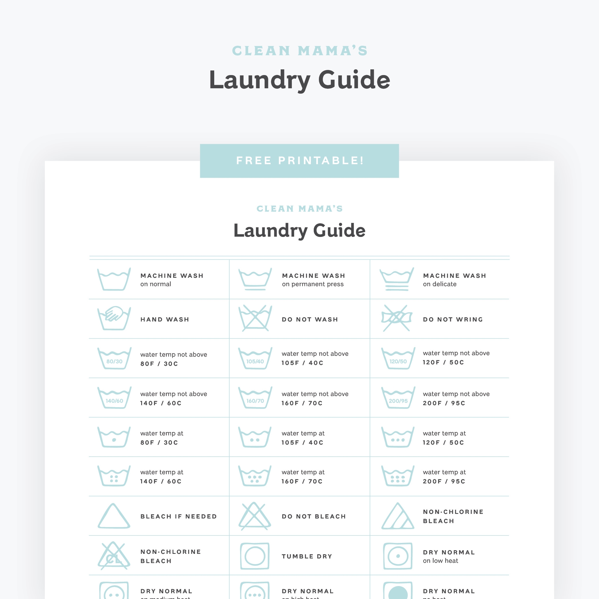 Free Printable Laundry Guide Clean Mama Free Printable Laundry Guide Clean Mama